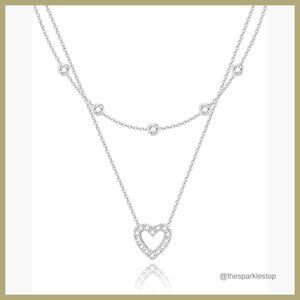 14K Gold/Silver Plated Heart Pendant Necklace with Diamond Infinity Charm
